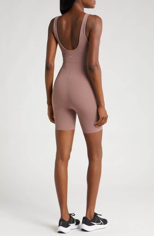 Shop Nike Infinasoft Essentials Dri-fit Romper In Smokey Mauve/white