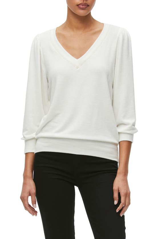 Michael Stars Gabriella V-neck Sweatshirt In Chalk