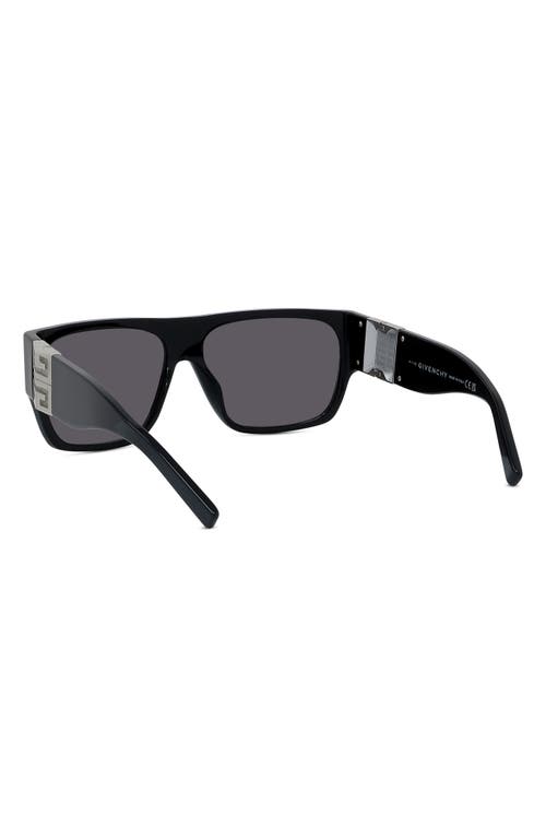 Shop Givenchy 4g Rectangular Sunglasses In Shiny Black/smoke