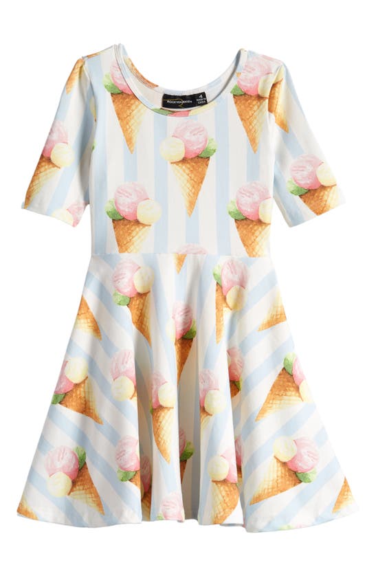 Shop Rock Your Baby Kids' Gelato Dreams Print Cotton Fit & Flare Dress In Cream