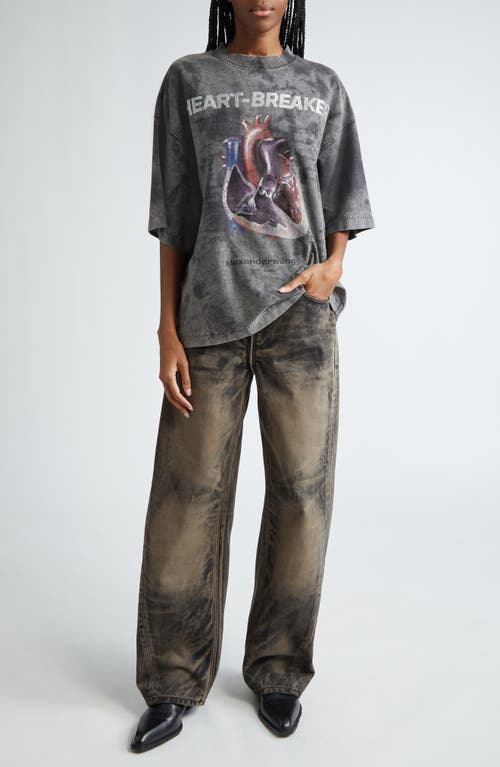 Shop Alexander Wang Heartbreaker Oversize Graphic T-shirt In Storm Bleach Out