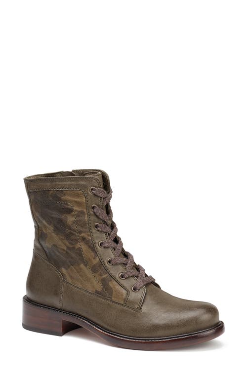 Brett Combat Boot in Olive Camouflage Leather