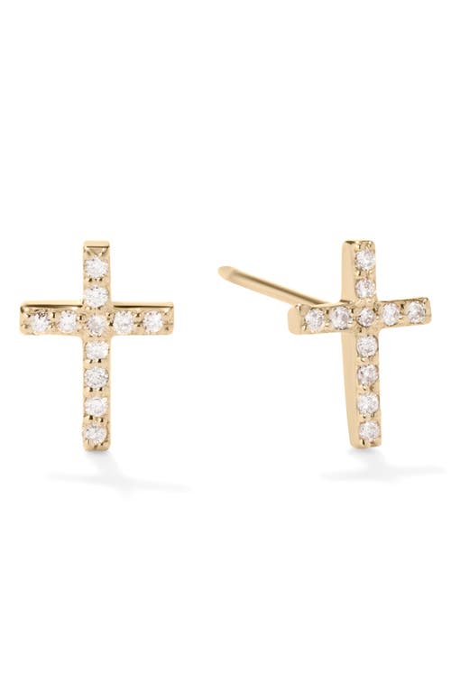 Lana Flawless Mini Cross Diamond Stud Earrings in Yellow at Nordstrom