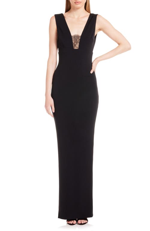 Janette Lace Inset Gown in Black