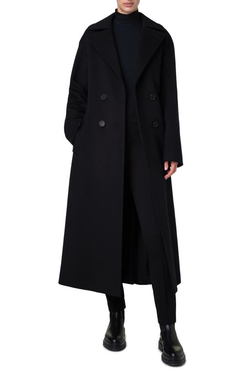 Akris Punto Double Breasted Belted Wool Blend Coat In Black