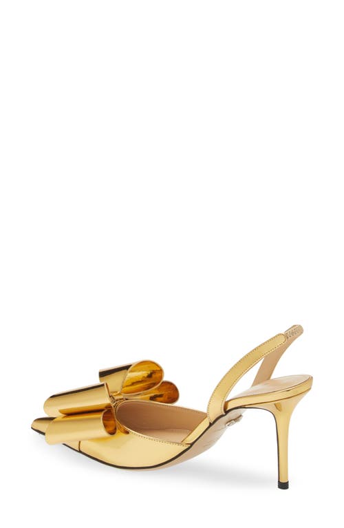 Shop Mach & Mach Le Cadeau Bow Pointed Toe Metallic Slingback Pump In Gold