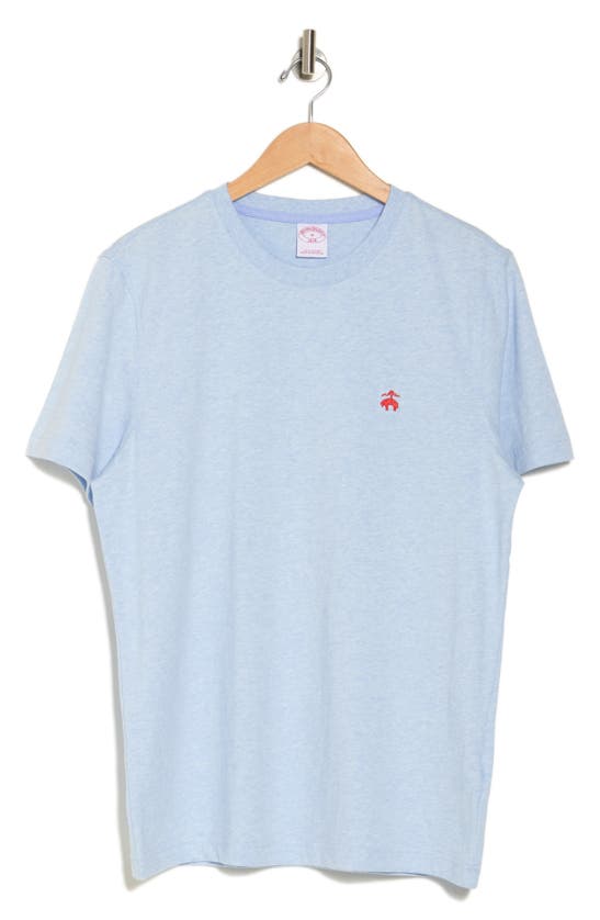 Brooks Brothers Logo Embroidered Cotton Jersey T-shirt In Light Blue Heather