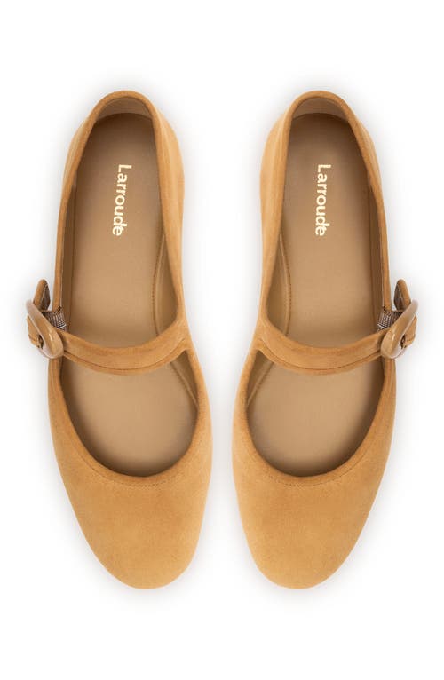 Larroude Verona Suede Mary Jane Ballerina Flats In Peanut