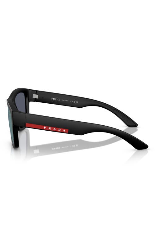 Prada Linea Rossa 53mm Mirrored Pillow Sunglasses In Matte Black
