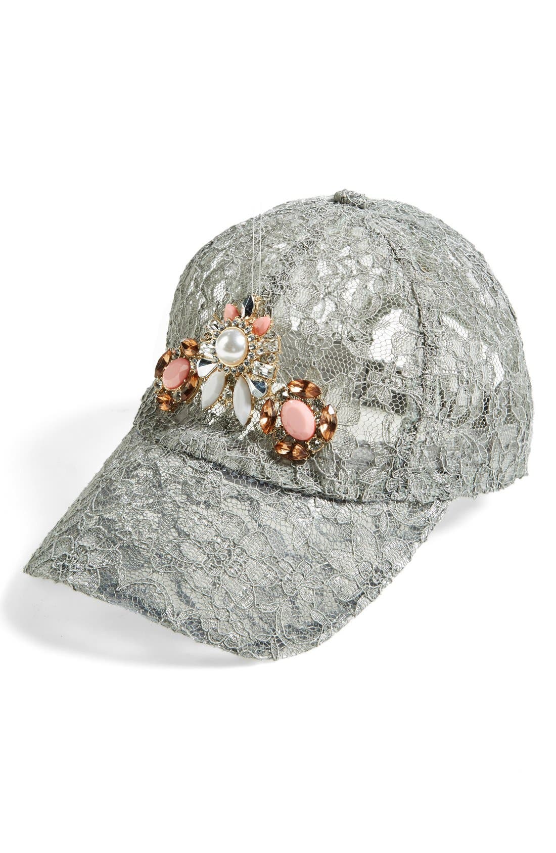 Berry Embellished Lace Baseball Cap Nordstrom