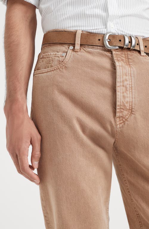 Shop Brunello Cucinelli Garment-dyed Iconic Fit Five-pocket Trousers In Camel