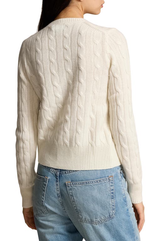 Shop Polo Ralph Lauren Cable Knit Cashmere Cardigan In Cream