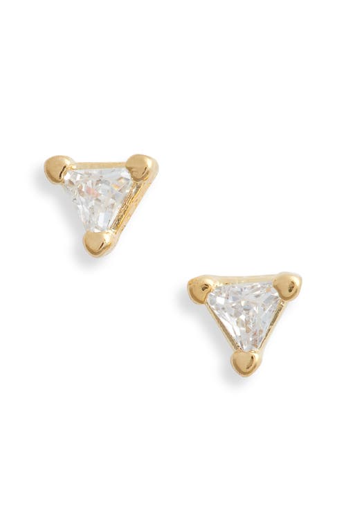 Pyramid Cubic Zirconia Stud Earrings in Gold
