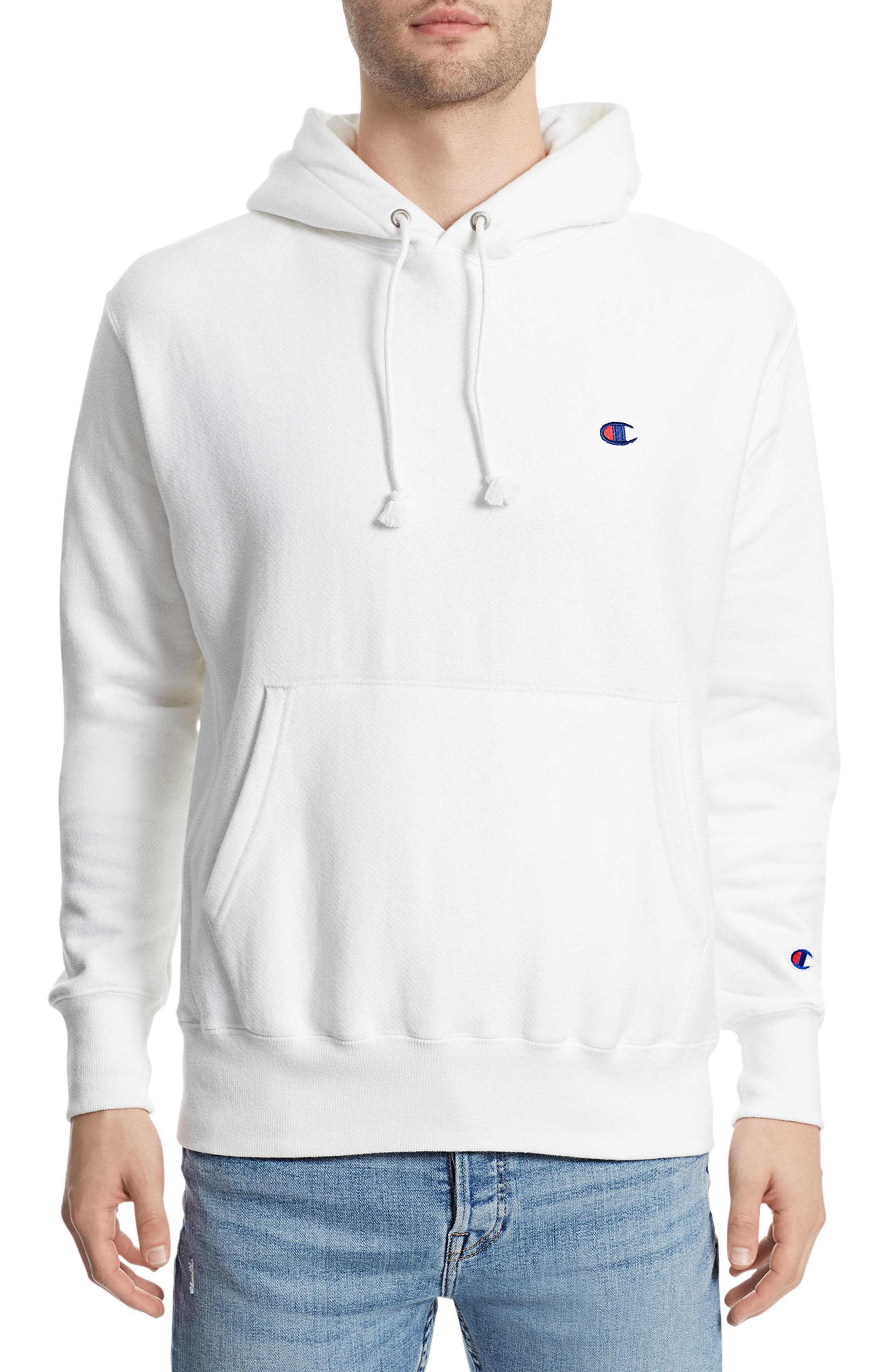 champion reverse weave hoodie sweatshirt white