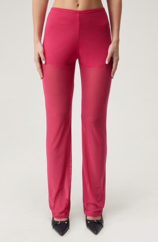 Nasty Gal Bootcut Mesh Trousers In Pink