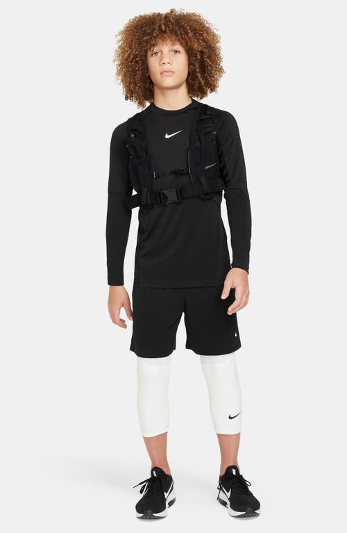 Shop Nike Kids' Pro Dri-fit Long Sleeve Top In Black/white