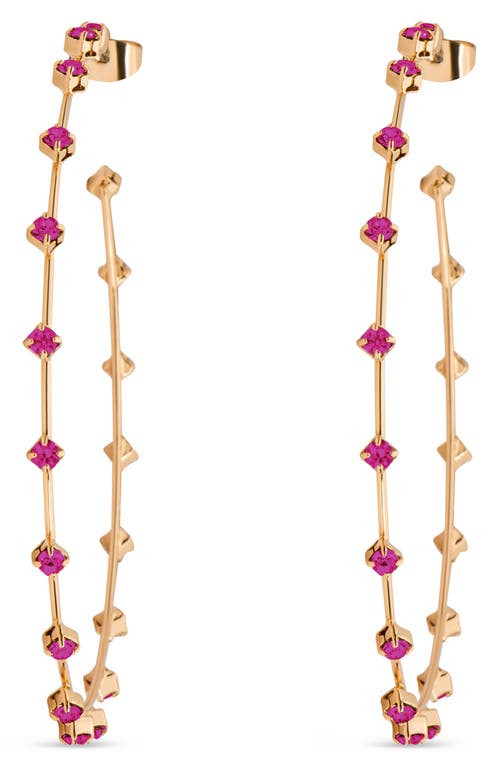 Shop Ettika Simple Spark Crystal Station Hoop Earrings In Fuchsia