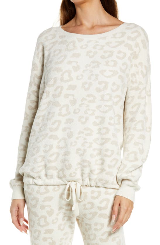 Barefoot Dreams Cozychic Ultra Lite™ Print Pullover In Stone/ Cream