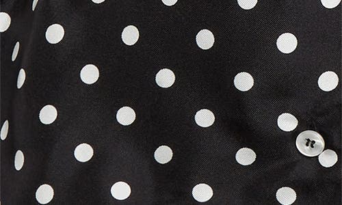 Dolce & Gabbana Short-sleeved Silk Pajama Shirt With Polka-dot Print In Nero