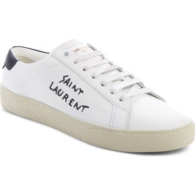 Saint Laurent Court Classic Embroidered Logo Sneaker, White