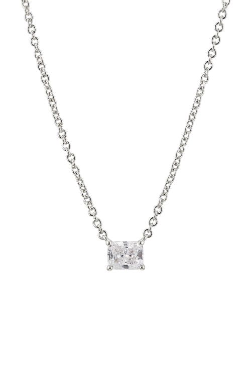 Nadri Modern Luv Small Emerald Cut Cubic Zirconia Pendant Necklace in Rhodium at Nordstrom