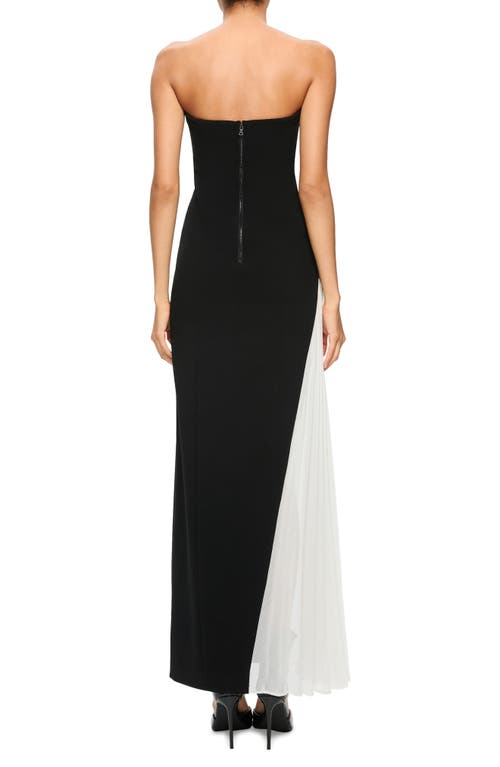 Shop Alice And Olivia Alice + Olivia Retha Godet Inset Strapless Dress In Black/off White