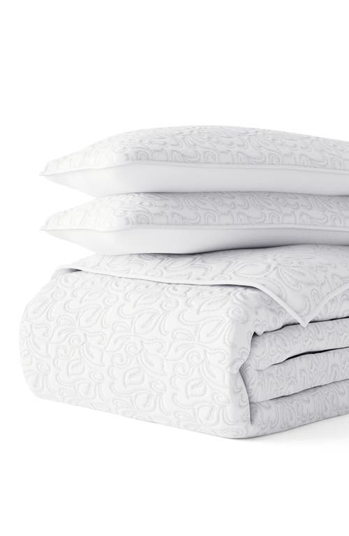 Homespun 3-piece Floral Stitch Quilt Set In White