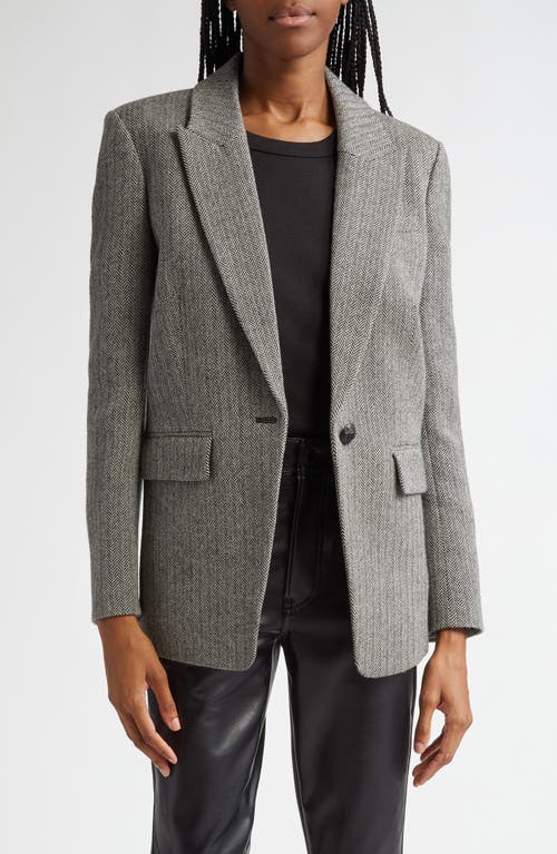 Shop Veronica Beard Vega Herringbone Tweed Virgin Wool Dickey Jacket In Black/white