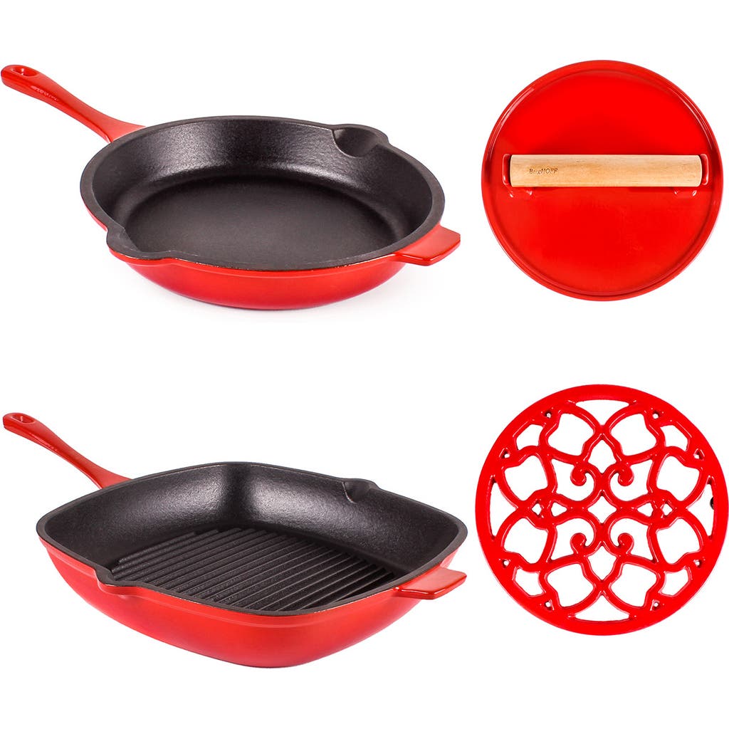 Berghoff Neo Enameled Cast Iron 4-piece Cookware Set In Red