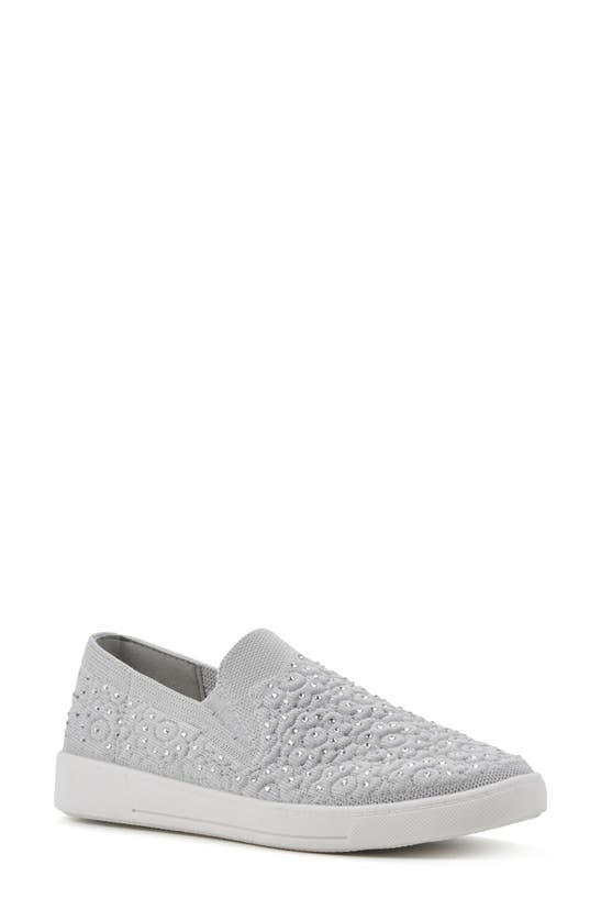 White Mountain Footwear Unit Knit Slip-on Sneaker In Light Grey/ Fabric