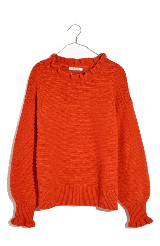 Madewell Ruffle Neck Sweater In Fresh Chili