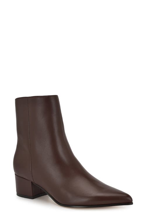 Shop Nine West Maribu Pointed Toe Bootie In Dark Brown Leather