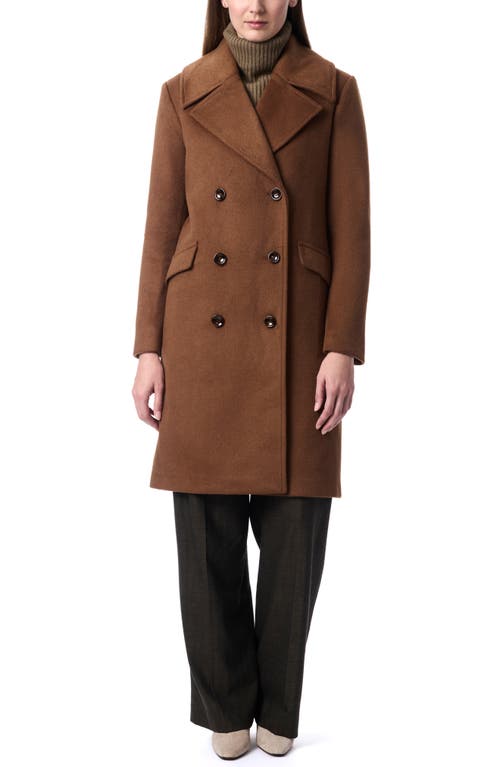 Shop Bernardo Double Breasted Long Coat In Cigar