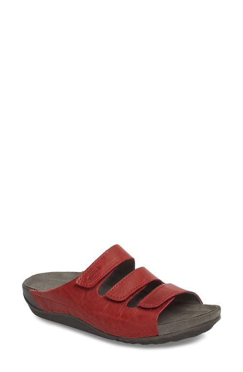 Wolky Nomad Slide Sandal In Red/red Leather