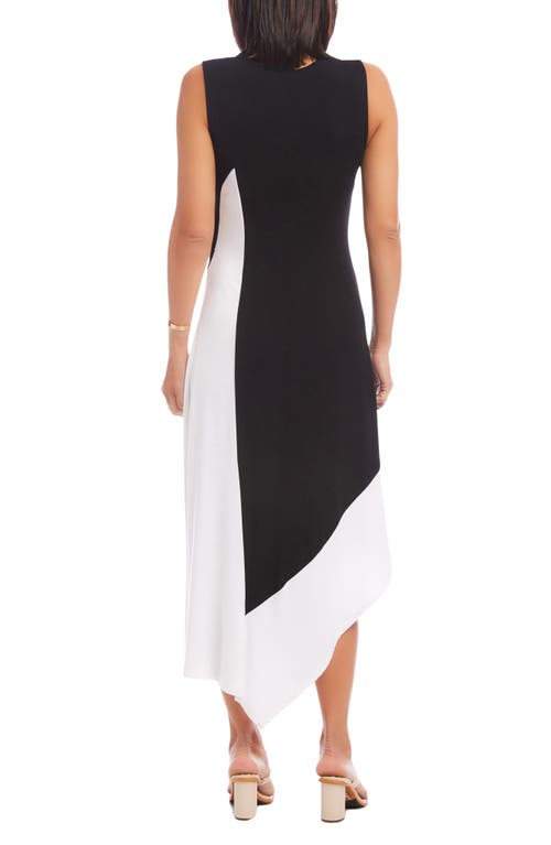 Karen Kane Asymmetric Hem Maxi Dress In Black W/off White