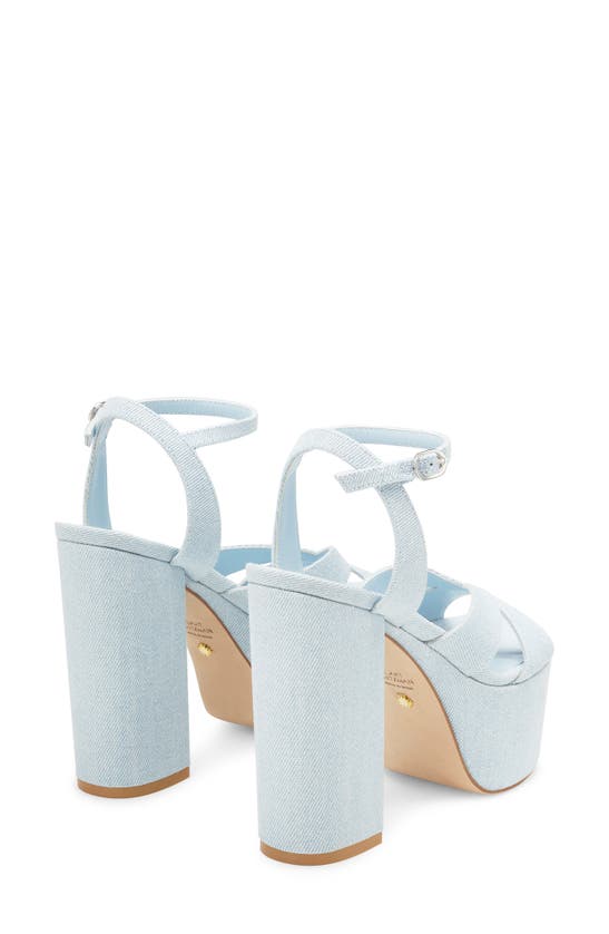 Shop Stuart Weitzman Miami Square High 140 Platform Sandal In Light Blue