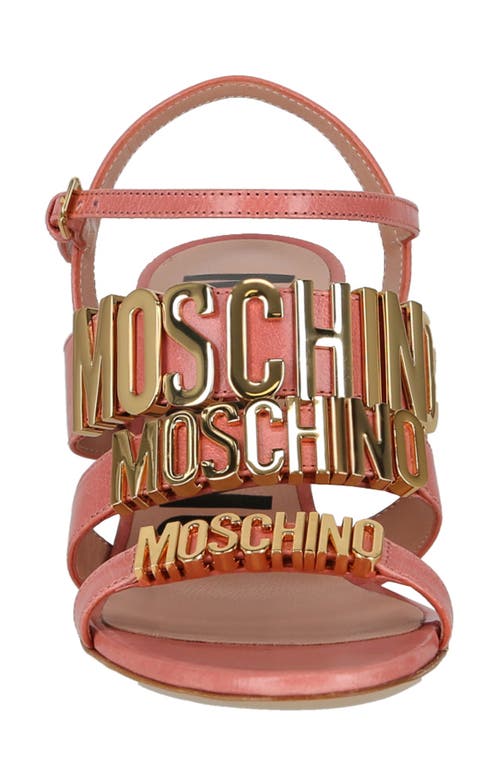 Moschino Logo Leather Sandal In Pink