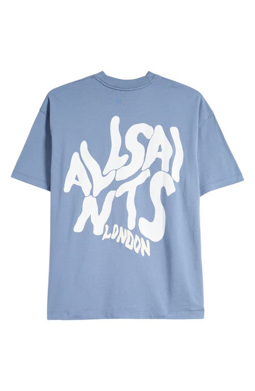 Shop Allsaints Orlando Logo Oversize Graphic T-shirt In Damson Blue