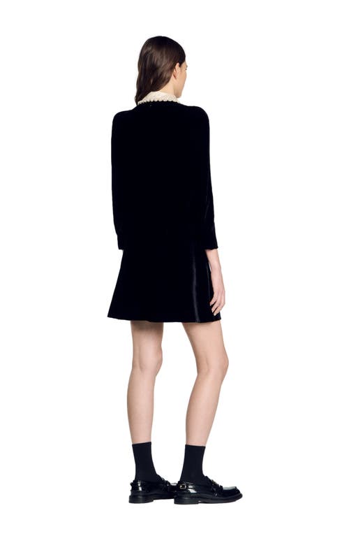 Shop Sandro Velvet Dress In Black