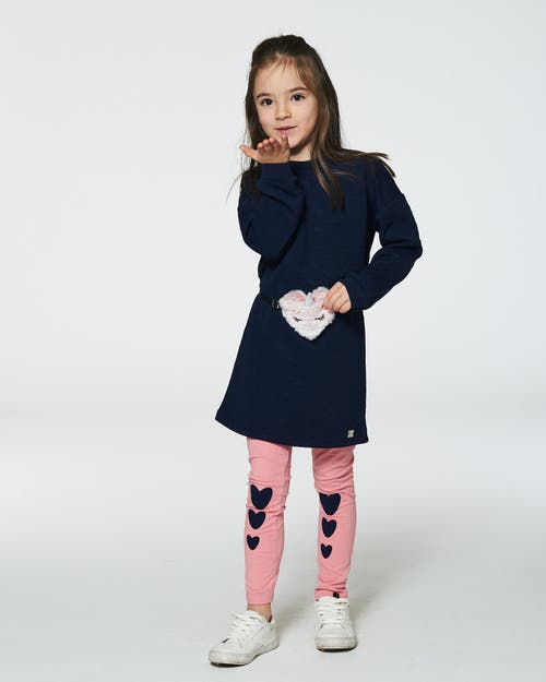 Shop Deux Par Deux Little Girl's Organic Cotton Legging With Knee Print Pink In Mauve Glow