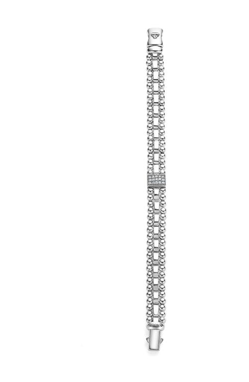 Lagos Sterling Silver Caviar Spark Diamond Rectangle Link Bracelet In Silver/diamond