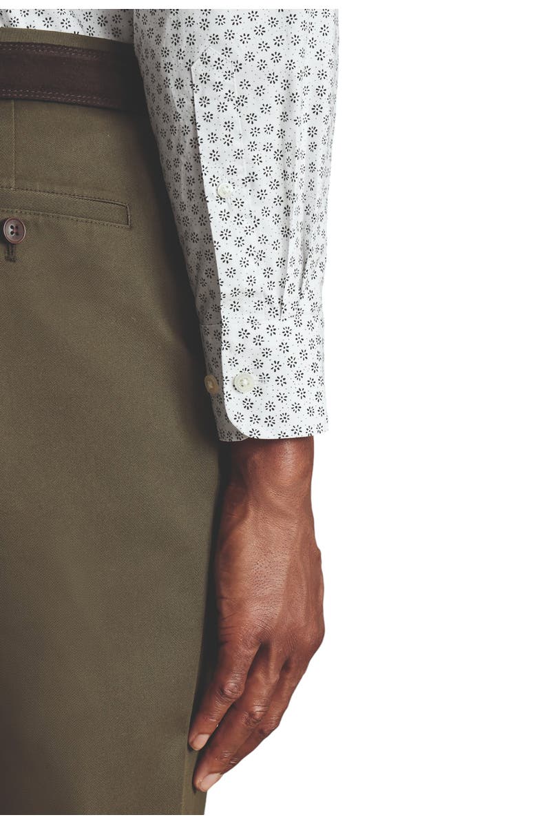 Charles Tyrwhitt Slim Fit Semi-Cutaway Collar Non-Iron Floral Geo Print Shirt, Alternate, color, White