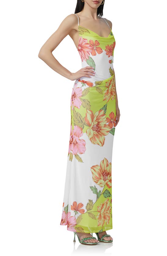 Shop Afrm Gillian Cowl Neck Maxi Slipdress In Color Block Floral