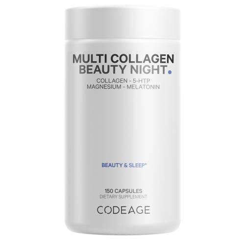 Codeage Multi Collagen Beauty Night, Magnesium, 5-HTP, Lavender, Melatonin, 5 Types Collagen + Sleep, 150 ct in White at Nordstrom