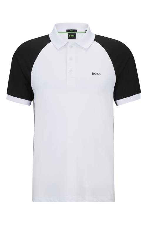 BOSS Pauletech Slim Fit Colorblock Polo in White at Nordstrom, Size Xx-Large