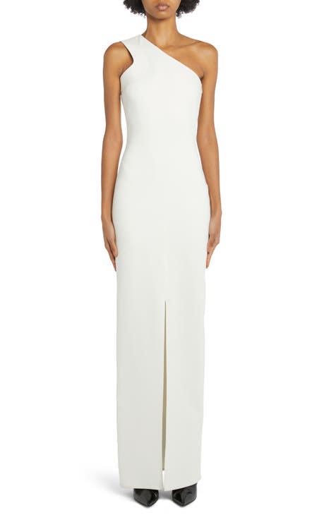 One Shoulder Stretch Crepe Column Gown