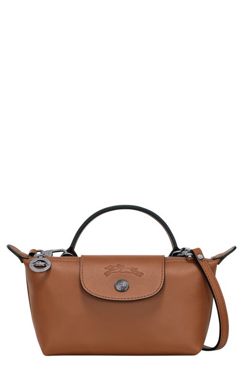 Longchamp Extra Small Le Pliage Xtra Leather Clutch In Brown