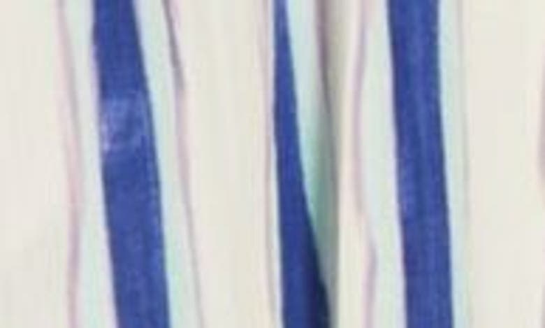 Shop Frnch Alienor Stripe Short Sleeve Shirtdress In Blanc/blue