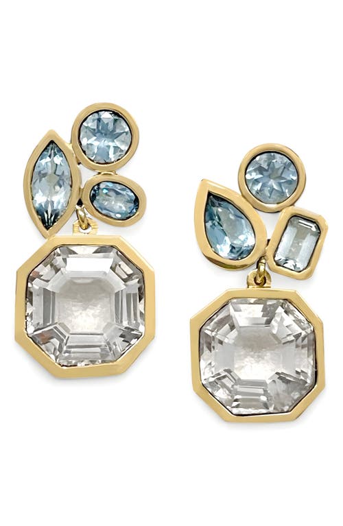 Leslie Paige Cluster Drop Earrings In Yellow Gold/topaz