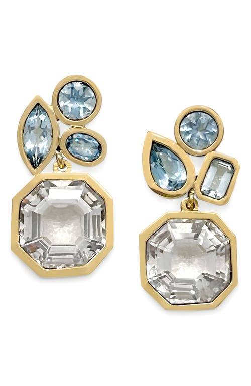 Shop Leslie Paige Cluster Drop Earrings In Yellow Gold/topaz